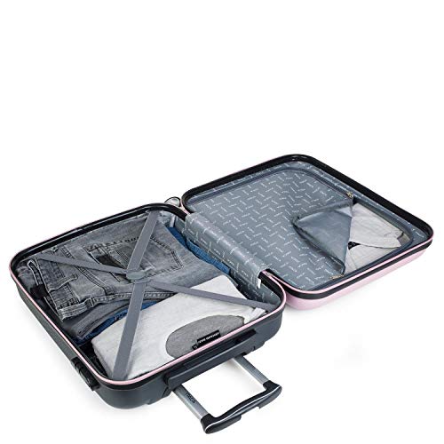 ITACA - Maleta de Viaje Cabina 55x40x20 cm 4 Ruedas Trolley abs. Equipaje de Mano. rígida y Ligera. Mango Asas candado. Low Cost ryanair. t58050, Color Rosa-Gris