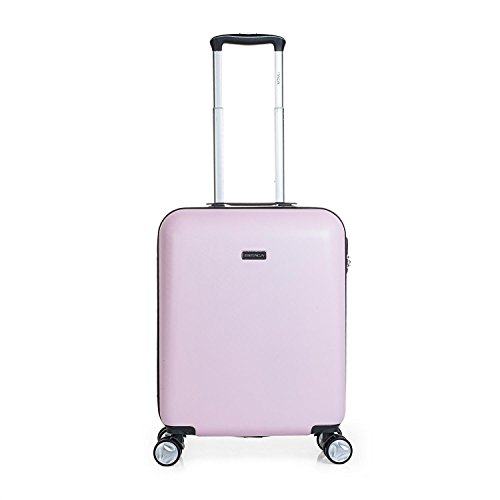 ITACA - Maleta de Viaje Cabina 55x40x20 cm 4 Ruedas Trolley abs. Equipaje de Mano. rígida y Ligera. Mango Asas candado. Low Cost ryanair. t58050, Color Rosa-Gris