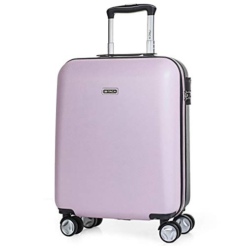 ITACA - Maleta de Viaje Cabina 55x40x20 cm 4 Ruedas Trolley abs. Equipaje de Mano. rígida y Ligera. Mango Asas candado. Low Cost ryanair. t58050, Color Rosa-Gris