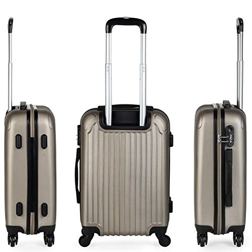 ITACA - Maleta de Viaje Cabina Rígida 4 Ruedas 55 cm Trolley ABS. Equipaje de Mano. Pequeña Resistente Cómoda y Ligera. Low Cost Ryanair. Estudiante. Calidad y Diseño. T71550, Color Champagne