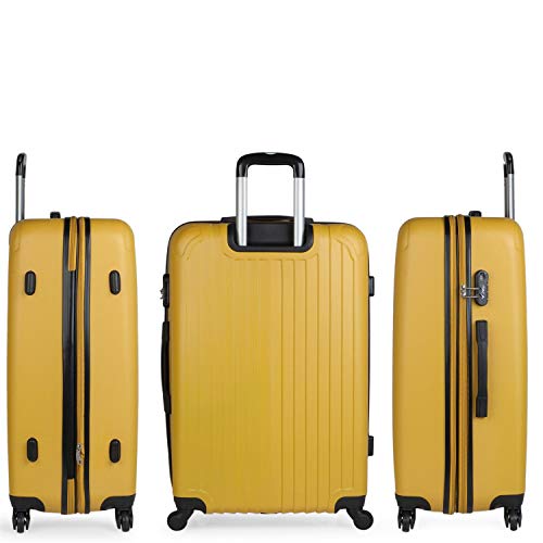 ITACA - Maleta de Viaje Grande XL rígida 4 Ruedas Trolley 76 cm de abs. Dura Extensible y Ligera. Gran Capacidad. Estudiante y Profesional. candado Integrado. t71570, Color Mostaza