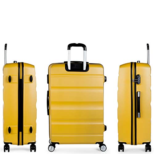 ITACA - Maleta de Viaje rígida 4 Ruedas Grande XL Trolley 77 cm de abs Lisa. Dura y Ligera. Gran Capacidad. 2 Asas y candado. Estudiante y Profesional. t71670, Color Mostaza