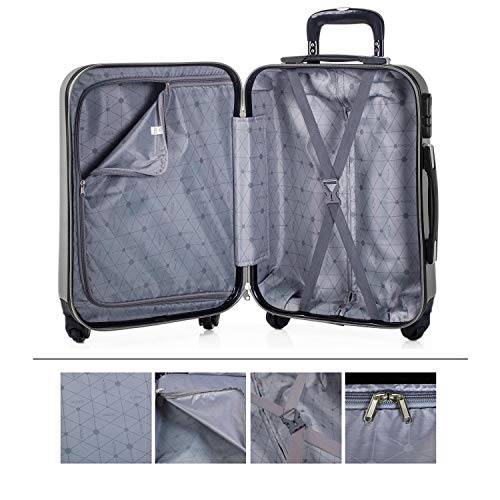 Itaca Tiber, Maleta de Viaje Corto Rígida con 4 Ruedas Trolley, Cabina 55 cm, 35 liters, Plata