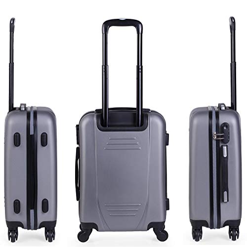 Itaca Tiber, Maleta de Viaje Corto Rígida con 4 Ruedas Trolley, Cabina 55 cm, 35 liters, Plata