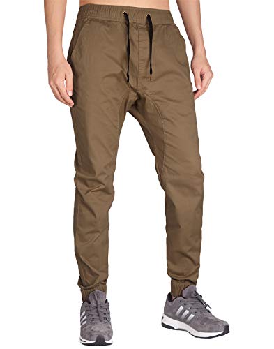 ITALY MORN Hombre Jogging Pantalones Stretch Skinny Largo XL Café