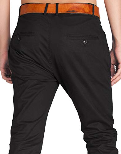 ITALY MORN Pantalon Chinos Hombre Negros Rectos Skinny Fit para Trabajo 32 Negro