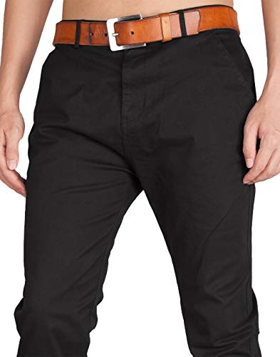 ITALY MORN Pantalon Chinos Hombre Negros Rectos Skinny Fit para Trabajo 32 Negro