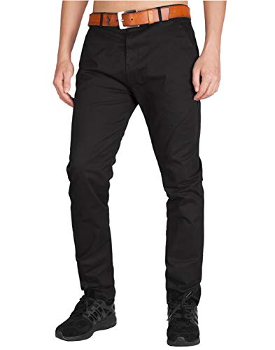 ITALY MORN Pantalon Chinos Hombre Negros Rectos Skinny Fit para Trabajo 32 Negro