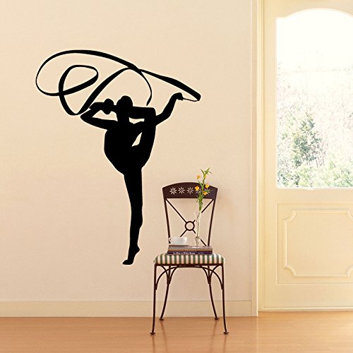 iTemer Pegatinas pared decorativas Vinilos decorativos pared dormitorio Stickers Decoracion pared Un hermoso regalo Gimnasia Negro 43 * 56cm 1 set