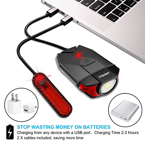 ITSHINY luz Bicicleta, Luces para Bicicleta LED Recargable e Impermeable - Combinaciones de Faros Delanteros y Luces Traseras Super Brillantes Fáciles Instalar para Ciclismo Carretera Montaña ITSHINY luz Bicicleta, Luces para Bicicleta LED Recargable e Impermeable - Combinaciones de Faros Delanteros y Luces Traseras Super Brillantes Fáciles Instalar para Ciclismo Carretera Montaña