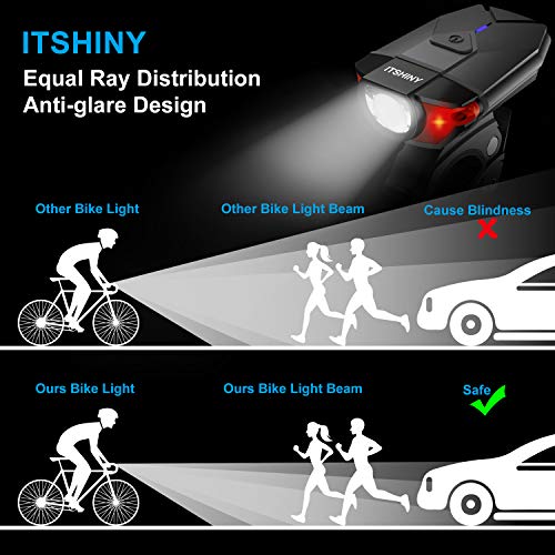 ITSHINY luz Bicicleta, Luces para Bicicleta LED Recargable e Impermeable - Combinaciones de Faros Delanteros y Luces Traseras Super Brillantes Fáciles Instalar para Ciclismo Carretera Montaña ITSHINY luz Bicicleta, Luces para Bicicleta LED Recargable e Impermeable - Combinaciones de Faros Delanteros y Luces Traseras Super Brillantes Fáciles Instalar para Ciclismo Carretera Montaña