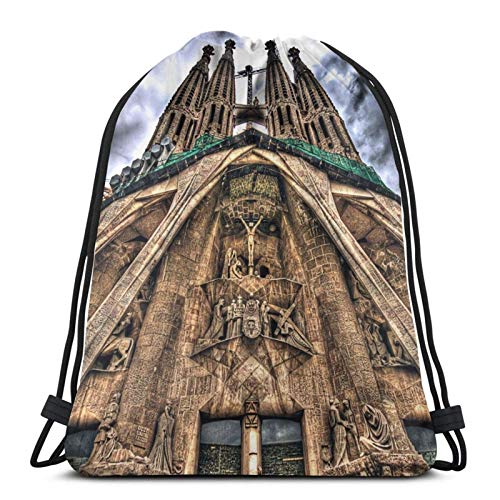 IUBBKI Cool Sagrada Familia Mochila con cordón Mochila deportiva ligera Bolsa de gimnasio de gran tamaño Mochila de cuerda impermeable para yoga Viajes Compras Hombres Mujeres IUBBKI Cool Sagrada Familia Mochila con cordón Mochila deportiva ligera Bolsa de gimnasio de gran tamaño Mochila de cuerda impermeable para yoga Viajes Compras Hombres Mujeres