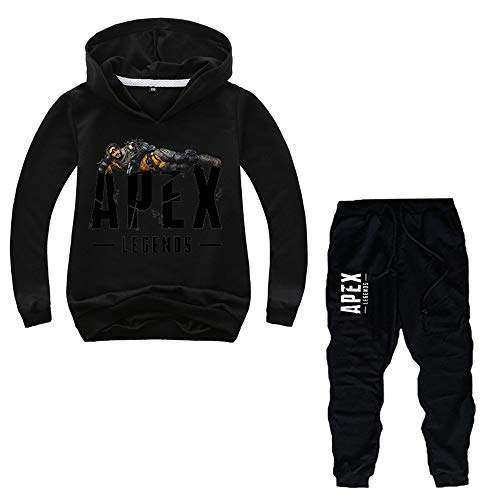 IUjhfejgk Apex Legends Pantalones Nuevos Modelos de Primavera y otoño for niños Chaqueta con Estampado Fresco, pantalón + viga Hombre (Color : Black, Size : 150)