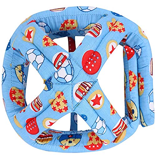 IULONEE Casco de bebé Protector de cabeza infantil Sombrero de protección para niños Casco de seguridad ajustable de algodón (fútbol azul) IULONEE Casco de bebé Protector de cabeza infantil Sombrero de protección para niños Casco de seguridad ajustable de algodón (fútbol azul)