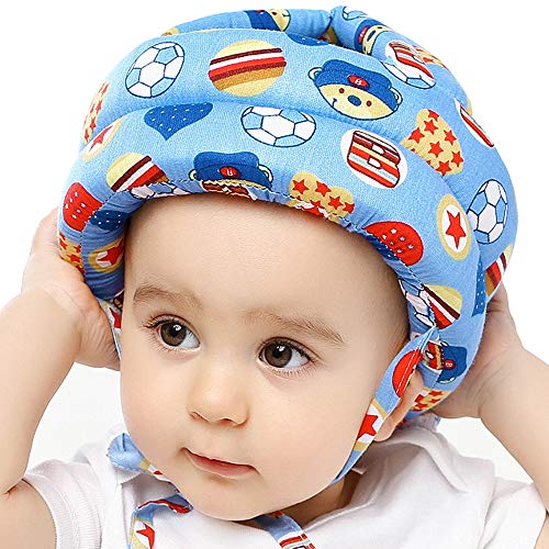 IULONEE Casco de bebé Protector de cabeza infantil Sombrero de protección para niños Casco de seguridad ajustable de algodón (fútbol azul) IULONEE Casco de bebé Protector de cabeza infantil Sombrero de protección para niños Casco de seguridad ajustable de algodón (fútbol azul)