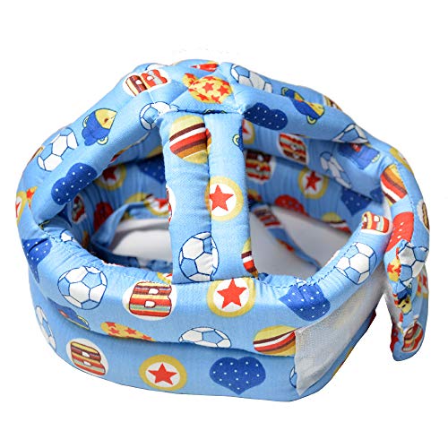 IULONEE Casco de bebé Protector de cabeza infantil Sombrero de protección para niños Casco de seguridad ajustable de algodón (fútbol azul) IULONEE Casco de bebé Protector de cabeza infantil Sombrero de protección para niños Casco de seguridad ajustable de algodón (fútbol azul)