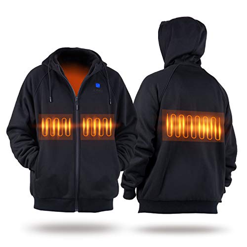 IUREK Sudadera Calefactable ZD940, Sudadera con Capucha Térmica Lavable para Hombre y Mujer, Chaqueta con Powerbank 10000 mAh, 3 Temperaturas, 3 Zonas de Calefacción para Trabajo y Deporte en Invierno