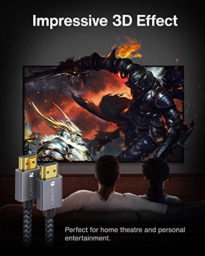 iVANKY Cable HDMI 2 Metros, HDMI 2.0 Cable 18Gbps, Compatible con 4K@60HZ, Ultra HD, 3D, Full HD 1080p@144Hz, HDR, ARC, Alta Velocidad con Ethernet, PC, Xbox PS3/4, BLU-Ray, Xbox, HDTV Ultra HD, Negro