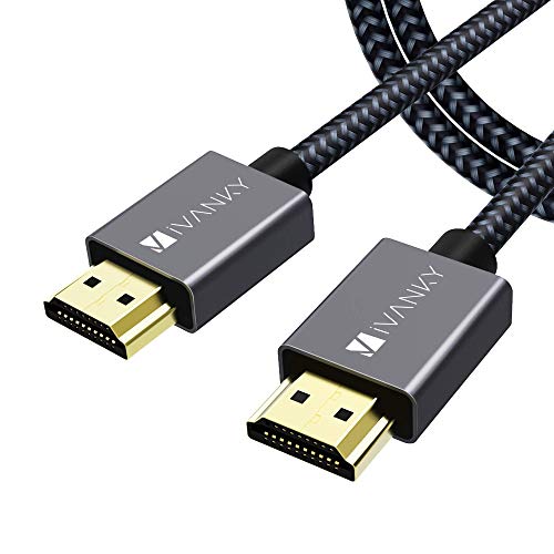 iVANKY Cable HDMI 2 Metros, HDMI 2.0 Cable 18Gbps, Compatible con 4K@60HZ, Ultra HD, 3D, Full HD 1080p@144Hz, HDR, ARC, Alta Velocidad con Ethernet, PC, Xbox PS3/4, BLU-Ray, Xbox, HDTV Ultra HD, Negro