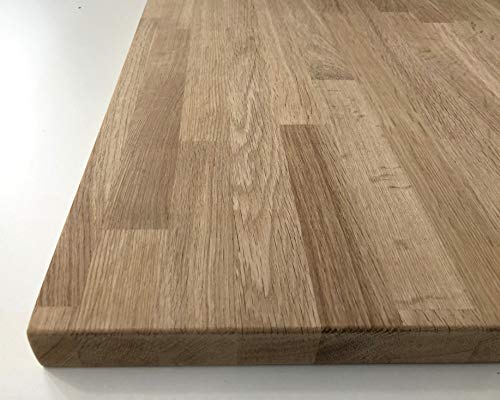 IVERICO® - Tablero de Madera Maciza, Roble Americano, Natural, sin Barniz, para Construcción de Mesas, Encimeras, Baldas. Corte a Medida: (Roble 19mm, 80 x 60 cm)