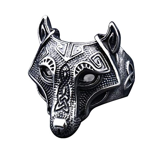 IVERIRMIN Viking Pirate Mythology Alloy Retro Wolf Head Anillo dominante para Hombres 8