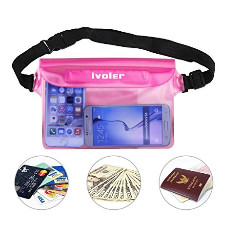 ivoler [2 Unidades Riñonera Impermeable Universal con Correa de Cintura, Bolsa Estanca para Playa, Floating, Rafting, Kayak, Senderismo, Pesca, Escalada, Camping, etc. (Negro+Rosa) ivoler [2 Unidades Riñonera Impermeable Universal con Correa de Cintura, Bolsa Estanca para Playa, Floating, Rafting, Kayak, Senderismo, Pesca, Escalada, Camping, etc. (Negro+Rosa)