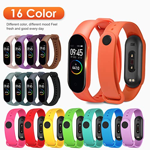 ivoler Correas Mi Band 5, 16 Piezas Pulsera para Xiaomi Mi Band 5 + 4 Piezas Protector Pantalla Correa de Repuesto Suave, Transpirable, Resistente al Sudor y Multicolor