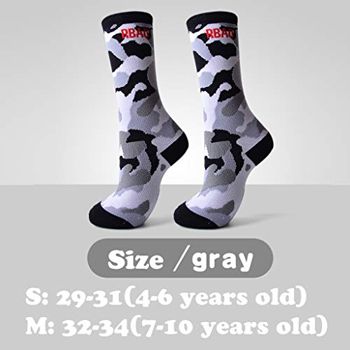 IvyH Calcetines de esquí para niños, Térmico Calcetines de Deporte Infantiles Deportes de Invierno Esquiar Tabla de Snowboard Corriendo Ciclismo Gris EU 32-34