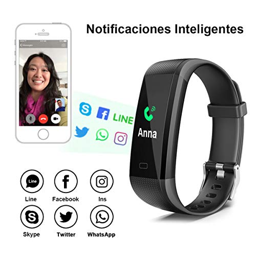 iWalker Smart Pulsera Fitness Tracker, Pulsera Actividad de Frecuencia Cardíaca, Impermeable IP68, Podómetro Deportiva Reloj para Xiaomi, Huawei, iPhone y Android