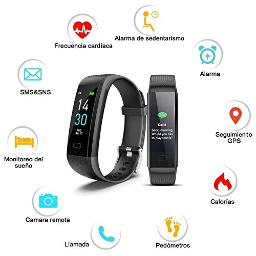 iWalker Smart Pulsera Fitness Tracker, Pulsera Actividad de Frecuencia Cardíaca, Impermeable IP68, Podómetro Deportiva Reloj para Xiaomi, Huawei, iPhone y Android