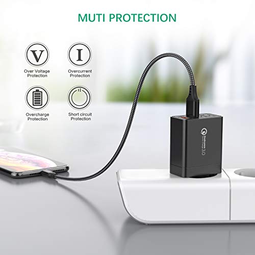 IWAVION Cargador USB,Quick Charge 3.0 30w Cargador USB de Pared con 4 Puertos de Cargador Móvil Rápido de Pared para iPhone Xr/Xs/X/8Plus/ 8, iPad, Samsung Galaxy S10/S9/S8+/Note 8/Huawei/HTC/LG Negro IWAVION Cargador USB,Quick Charge 3.0 30w Cargador USB de Pared con 4 Puertos de Cargador Móvil Rápido de Pared para iPhone Xr/Xs/X/8Plus/ 8, iPad, Samsung Galaxy S10/S9/S8+/Note 8/Huawei/HTC/LG Negro