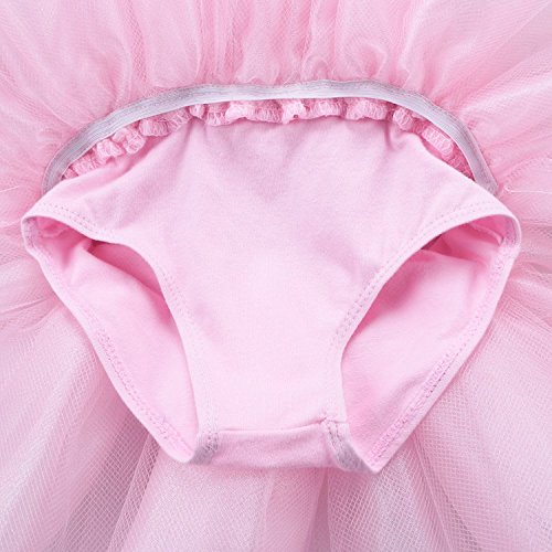 IWEMEK Maillot Vestido de Ballet de Niña de Fiestas Leotardo Tutú Algodón con Lentejuelas Brillantes Ropa de Baile de Gimnasia Infantil Cumpleaños Disfraces Princesa Danza Vestidos Rosa 6-7 Años