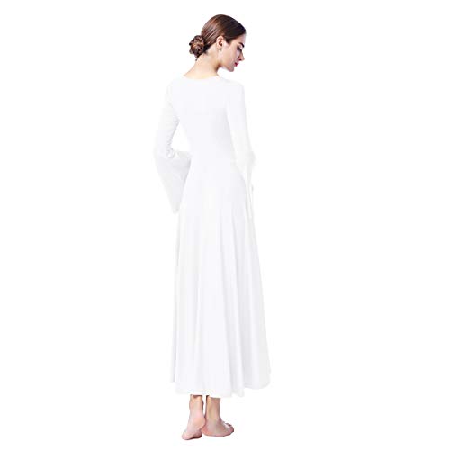 IWEMEK Mujer Vestido de Praise adoración Danza Vestido de Alabanza Iglesia Litúrgico Disfraces de Baile para Adultos Manga de Campana Color Sólido Suelto Vestido de Fiesta Blanco L IWEMEK Mujer Vestido de Praise adoración Danza Vestido de Alabanza Iglesia Litúrgico Disfraces de Baile para Adultos Manga de Campana Color Sólido Suelto Vestido de Fiesta Blanco L