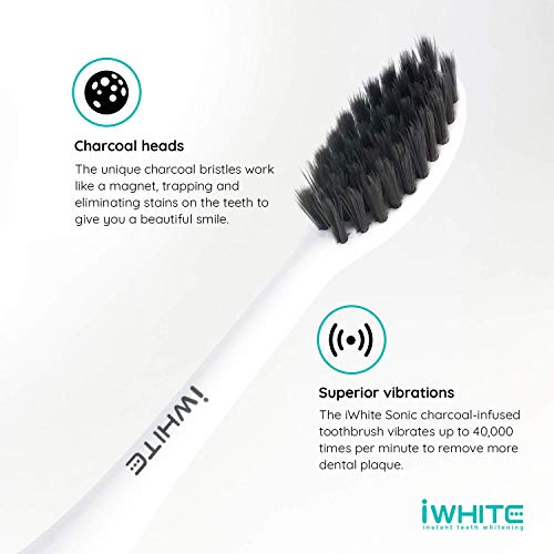 iWhite Instant Teeth Whitening Charcoal Infused - Repuesto de cabezas de cepillo (paquete de 2) para el cepillo de dientes Sonic iWhite iWhite Instant Teeth Whitening Charcoal Infused - Repuesto de cabezas de cepillo (paquete de 2) para el cepillo de dientes Sonic iWhite