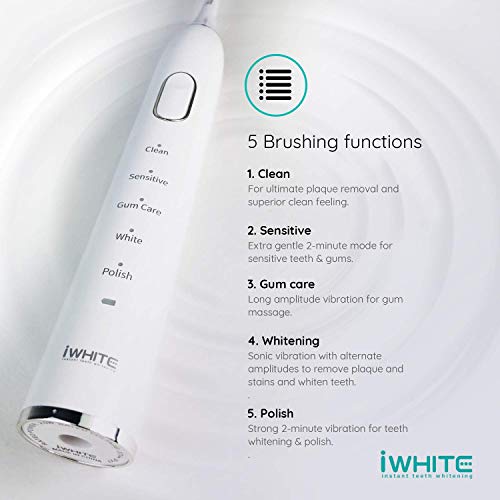 iWhite Instant Teeth Whitening Charcoal Infused - Repuesto de cabezas de cepillo (paquete de 2) para el cepillo de dientes Sonic iWhite