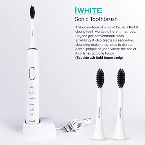 iWhite Instant Teeth Whitening Charcoal Infused - Repuesto de cabezas de cepillo (paquete de 2) para el cepillo de dientes Sonic iWhite