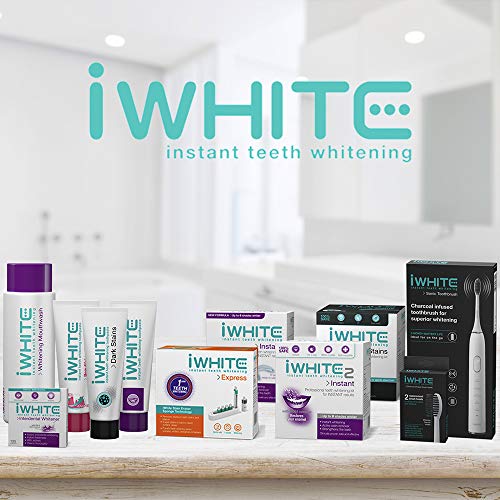 iWhite Instant Teeth Whitening Charcoal Infused - Repuesto de cabezas de cepillo (paquete de 2) para el cepillo de dientes Sonic iWhite