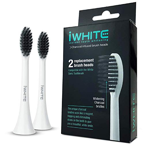 iWhite Instant Teeth Whitening Charcoal Infused - Repuesto de cabezas de cepillo (paquete de 2) para el cepillo de dientes Sonic iWhite iWhite Instant Teeth Whitening Charcoal Infused - Repuesto de cabezas de cepillo (paquete de 2) para el cepillo de dientes Sonic iWhite