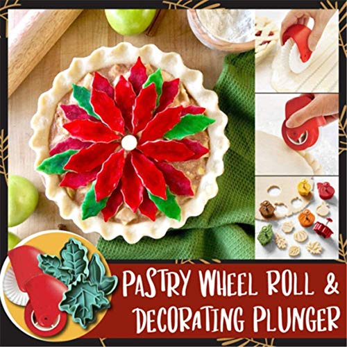 Iwinna Multi-Dealine Pastry Wheel Roll and Decorating Plunger Cookie Biscuit Baking Tools, C Iwinna Multi-Dealine Pastry Wheel Roll and Decorating Plunger Cookie Biscuit Baking Tools, C