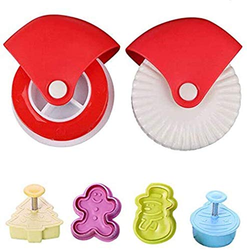 Iwinna Multi-Dealine Pastry Wheel Roll and Decorating Plunger Cookie Biscuit Baking Tools, C Iwinna Multi-Dealine Pastry Wheel Roll and Decorating Plunger Cookie Biscuit Baking Tools, C