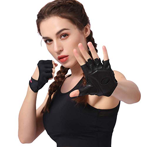 iwish Womems - Guantes de entrenamiento para gimnasio (S/M, negro)