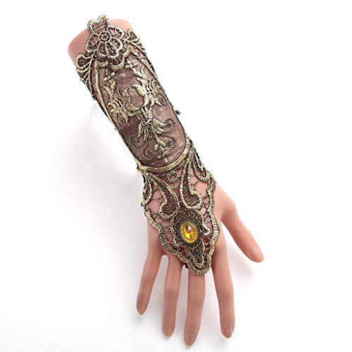 iwobi Guantes de Encaje sin Dedos Guante Largo de Encaje Guantes de Flor de Longitud de Muñeca Guantes Mujer Steampunk Conjunto Chicas Fiesta de Bodas Noche de Baile