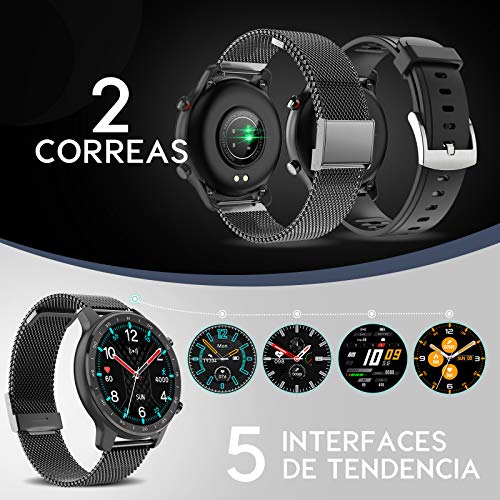 IYAQILEHE Smartwatch, Reloj Inteligente IP67 Pantalla Táctil Completa Pulsómetro Presión Arterial Monitor de Sueño 8 Modos Deportes Pulsera Actividad para Hombre Mujer Compatible con iOS y Android