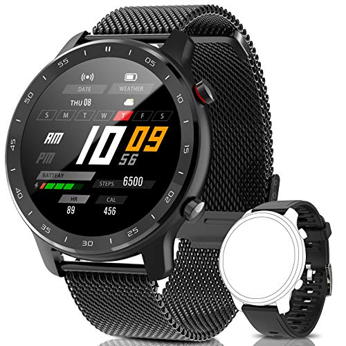 IYAQILEHE Smartwatch, Reloj Inteligente IP67 Pantalla Táctil Completa Pulsómetro Presión Arterial Monitor de Sueño 8 Modos Deportes Pulsera Actividad para Hombre Mujer Compatible con iOS y Android