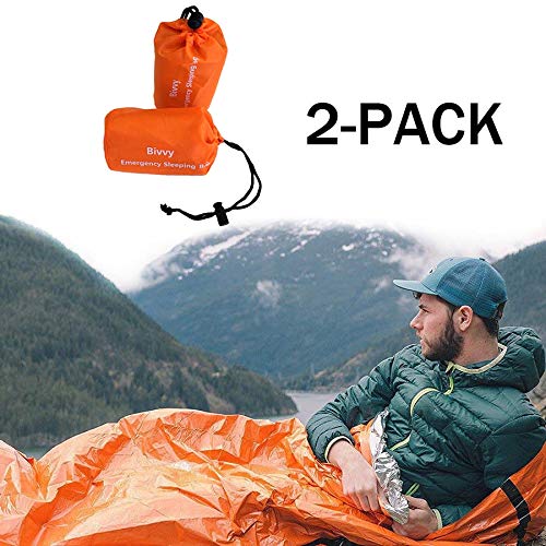 Iycorish - Manta de supervivencia impermeable térmica para saco de dormir de 2 piezas para excursiones en el camping al aire libre