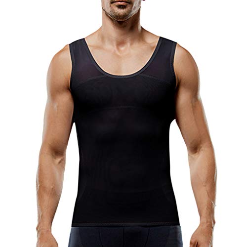 IYU_Dsgirh Chaleco Hombre Faja Abdominal Entallada Adelgazante Reductora Compresion Elástica de Ropa Interior para Hombre (Negro, M)