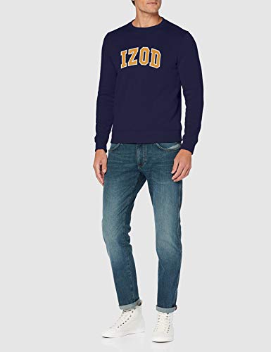 Izod Applique Fleece Crew Sudadera, Azul (Peacoat 403), Medium (Talla del Fabricante: MD) para Hombre