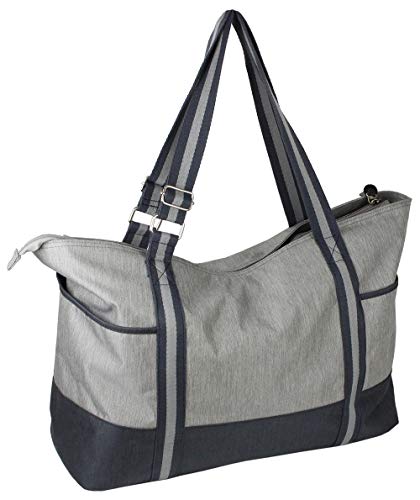 J Jones JENNIFER JONES - Bolso de lona XXL para la compra, de hombro, para el tiempo libre, 2 colores, color Gris, talla Large