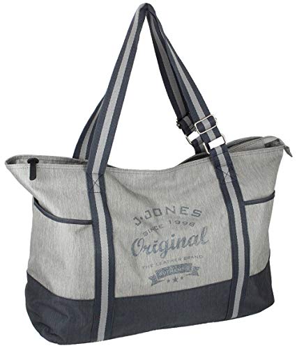 J Jones JENNIFER JONES - Bolso de lona XXL para la compra, de hombro, para el tiempo libre, 2 colores, color Gris, talla Large