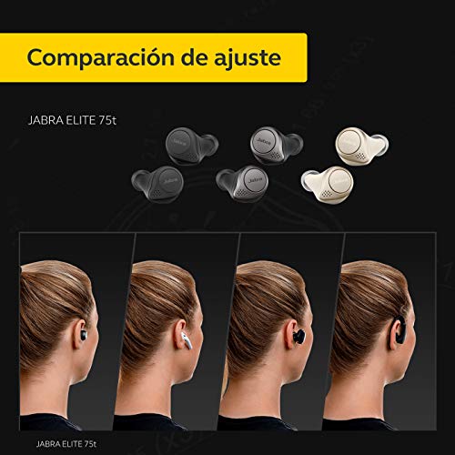 Jabra Elite 75t - Auriculares Bluetooth con Cancelación Activa de Ruido y batería de larga duración, Llamadas y música verdaderamente inalámbricas - Negro Titanio